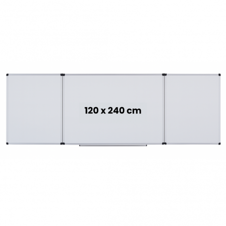 Tabla alba magnetica, triptica, 120x240cm + 2 x 120x120cm, cu 5 suprafete de scris, Optima