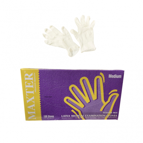 Manusi latex MAXTER, nepudrate, unica folosinta, 100 buc/cutie - albe - marime M