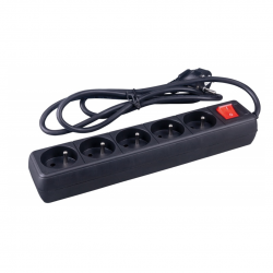Prelungitor cu 5 prize, cablu 1.5 metri, cu intrerupator, Office Products - negru