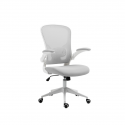 Scaun de birou, brate plastic, rotile, mesh textil/stofa, Office Products Chios - alb