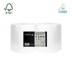 Prosop rola hartie alba, derulare centrala, 110m - 2 straturi, 2 role/set, Ameco
