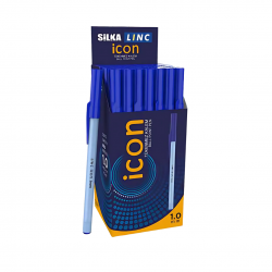 Pix de unica folosinta , varf 1.0mm, corp alb opac, SILKA Icon - scriere albastra