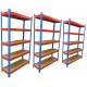 Raft triplu PROFESIONAL Premium 2000x3600x400 mm (HxLxl) lacuit albastru/portocaliu 5 polite MDF, 7500 kg, 7 ani garantie, PLUS