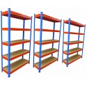 Raft triplu PROFESIONAL Premium 2000x3600x400 mm (HxLxl) lacuit albastru/portocaliu 5 polite MDF, 7500 kg, 7 ani garantie, PLUS