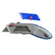 Cutter profesional Optima, lama trapezoidala + 5 rezerve SK5, cu auto-incarcare, zinc cu rubber grip