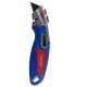Cutter profesional Optima, lama trapezoidala + 4 rezerve SK2 tratate, 2 functiuni, zinc cu rubber gr