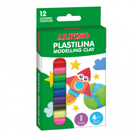 Plastilina standard, 12 x 17 gr./blister, ALPINO - 12 culori asortate