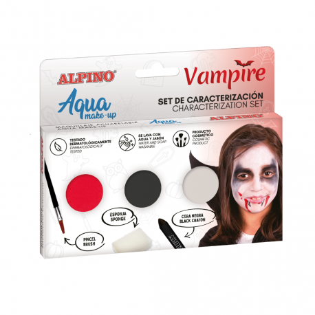Set Alpino Aqua Make Up - Vampire, 3 culori+pensula si burete machiaj