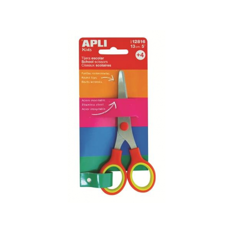 Foarfeca scolari Apli, grip rosu, 13 cm, taiere dreapta