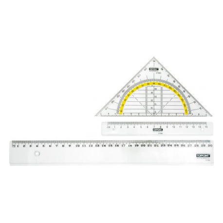 Set geometrie format din rigla 30 cm si rigla 15 cm, raportor, echer 15 cm