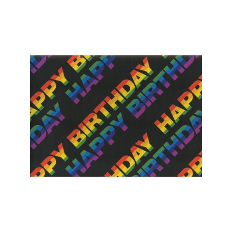 HARTIE IMPACHETAT 2M*70CM NEAGRA HAPPY BIRTHDAY