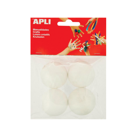 Material spumos pentru lucru manual Apli, in forma de bila cu diametru de 45 mm, 4 bucati/set