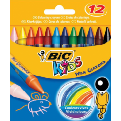 Creioane cerate Bic Wax Crayons, 12 bucati/set