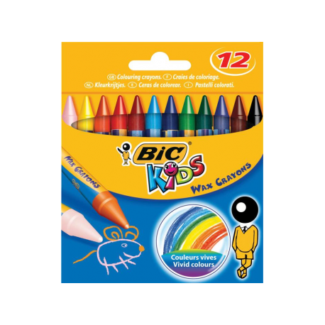 Creioane cerate Bic Wax Crayons, 12 bucati/set