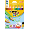 Creioane colorate Bic Evolution, triunghiulare, 12 bucati/set