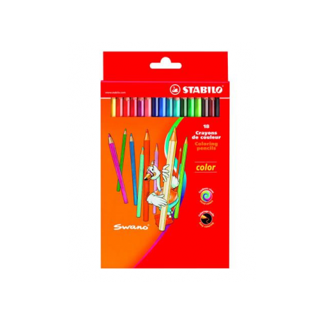 Creioane colorate Stabilo Swano, 18 culori/cutie