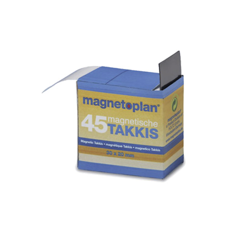 PATRATELE ADEZIV MAGNETICE IN DISPENSER TAKKIS, 30x20 mm, 15503, MAGNETOPLAN