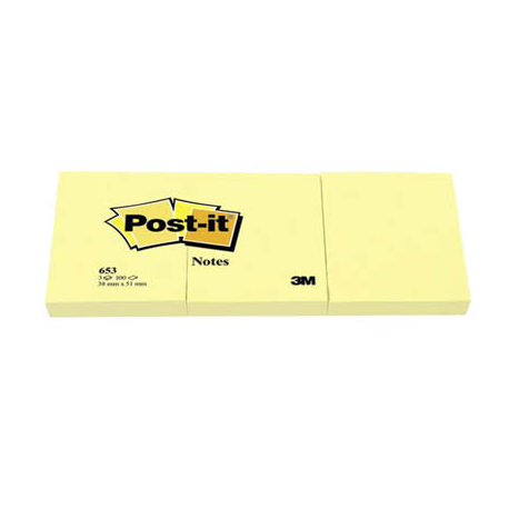 NOTES AUTOADEZIV POST-IT 51x38 mm, 3 buc/set, galben pastel