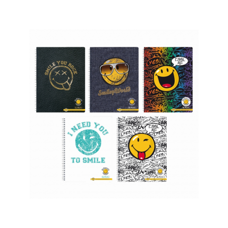 CAIET A4 70F SPIRALA PATRATELE PERFORAT SMILEY WORLD DIVERSE MODELE