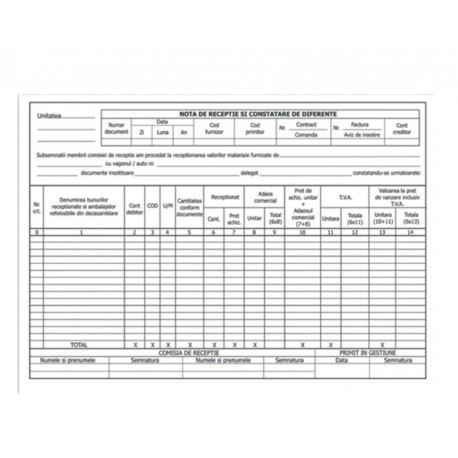 NOTA INTRARE-RECEPTIE AUTOCOPIATIV A4