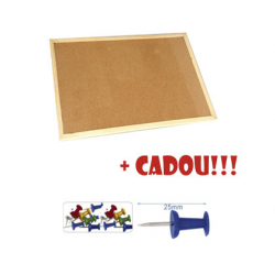 PANOU PLUTA 90x60 cm, rama lemn + CADOU!!! (Pioneze panou pluta asortate 35 buc/cutie)