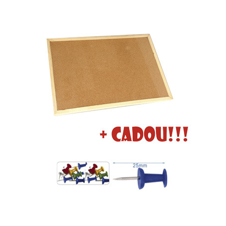 PANOU PLUTA 90x60 cm, rama lemn + CADOU!!! (Pioneze panou pluta asortate 35 buc/cutie)