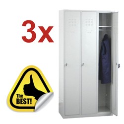 3x VESTIAR METALIC CU 3 USI, 889x450x1800 mm (LxlxH), ECO+