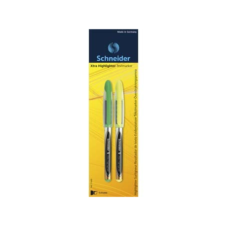 2 TEXTMARKER SCHNEIDER XTRA 140 (BLISTER), galben/verde