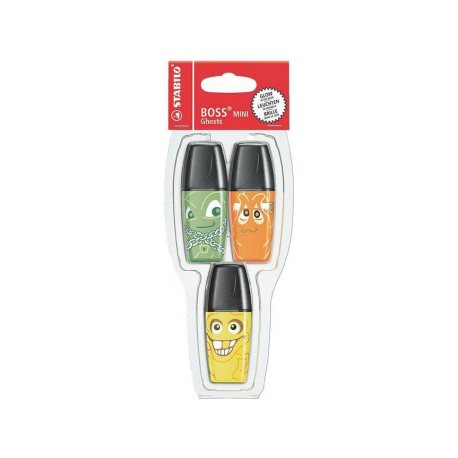 Textmarker Stabilo Boss Mini Monster, 3buc/blister